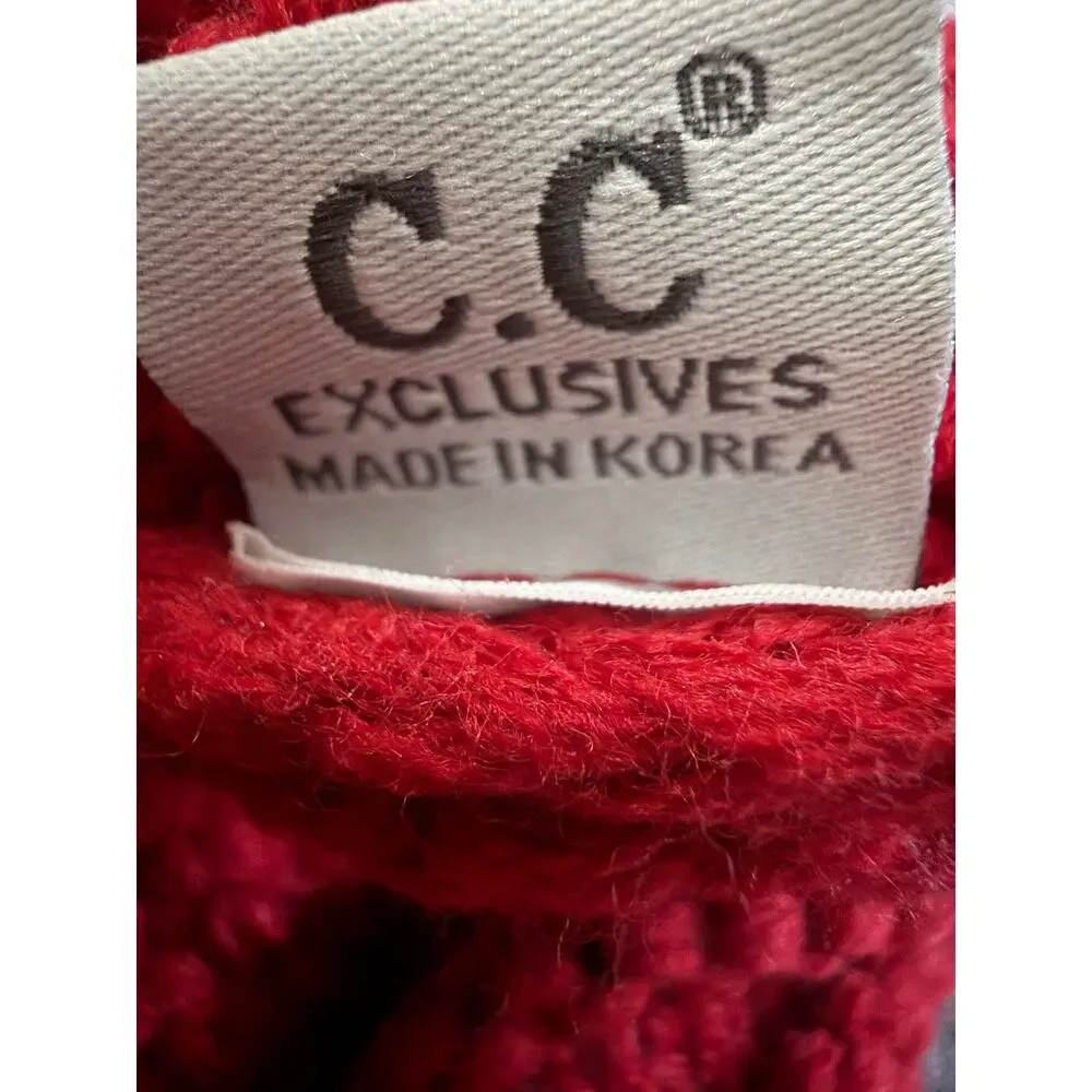 C.C. Kids Winter Cable Knit Beanie Unisex Childrens Toddler ages 2-6 Pompom